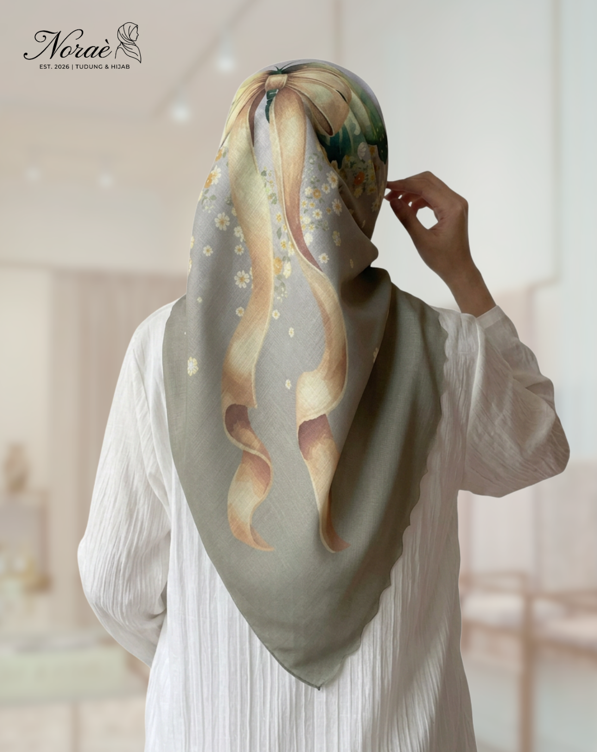 TUDUNG BAWAL PRINTED BIDANG 48 Cotton Voile Ribbon Design