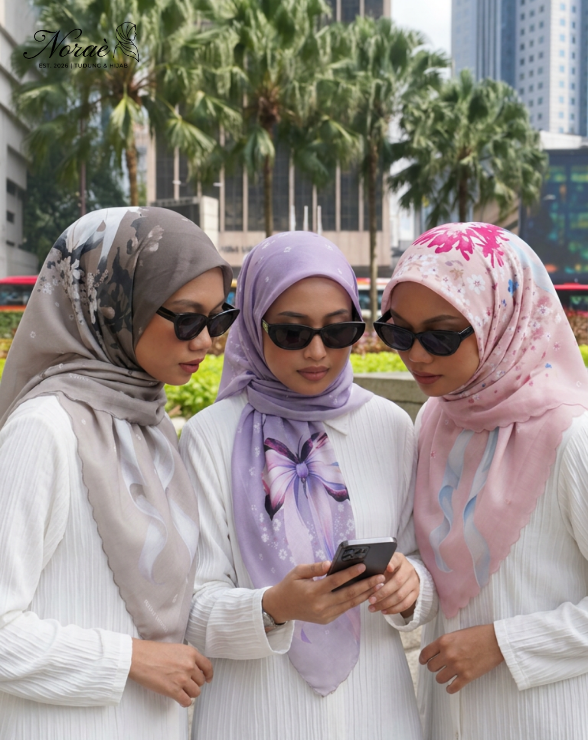 TUDUNG BAWAL PRINTED BIDANG 48 Cotton Voile Ribbon Design