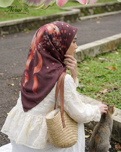 TUDUNG BAWAL PRINTED BIDANG 48 Cotton Voile Ribbon Design