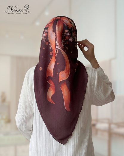 TUDUNG BAWAL PRINTED BIDANG 48 Cotton Voile Ribbon Design