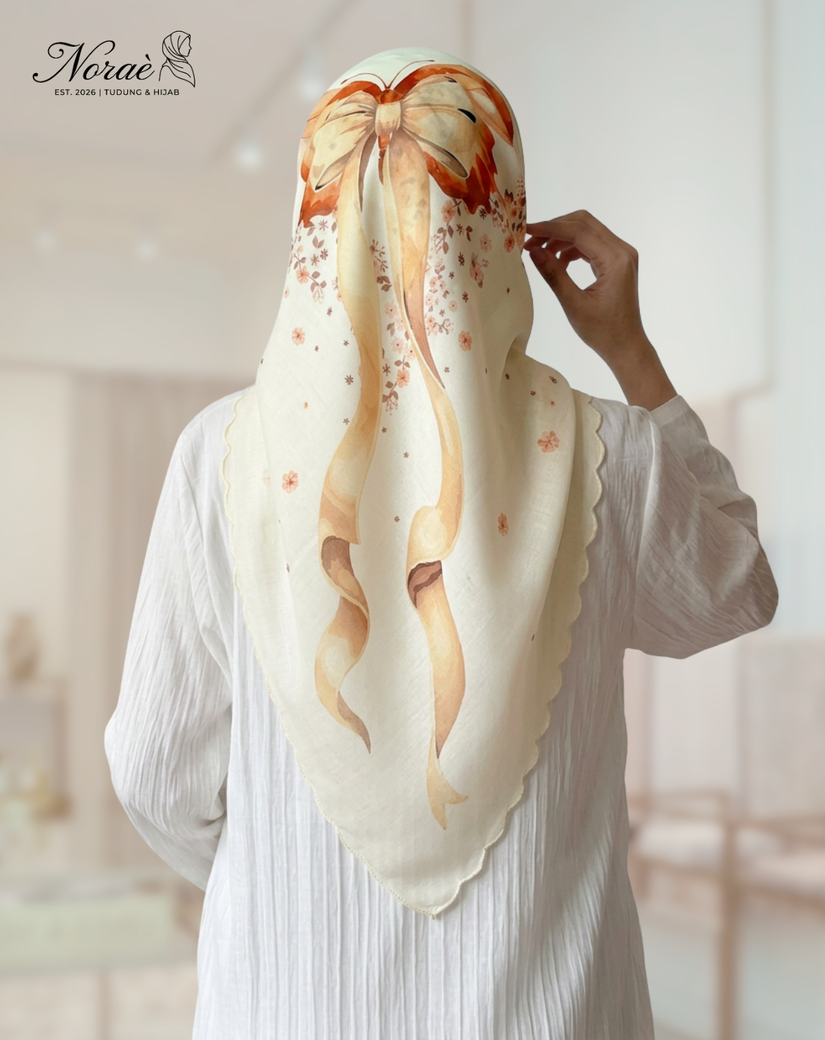 TUDUNG BAWAL PRINTED BIDANG 48 Cotton Voile Ribbon Design