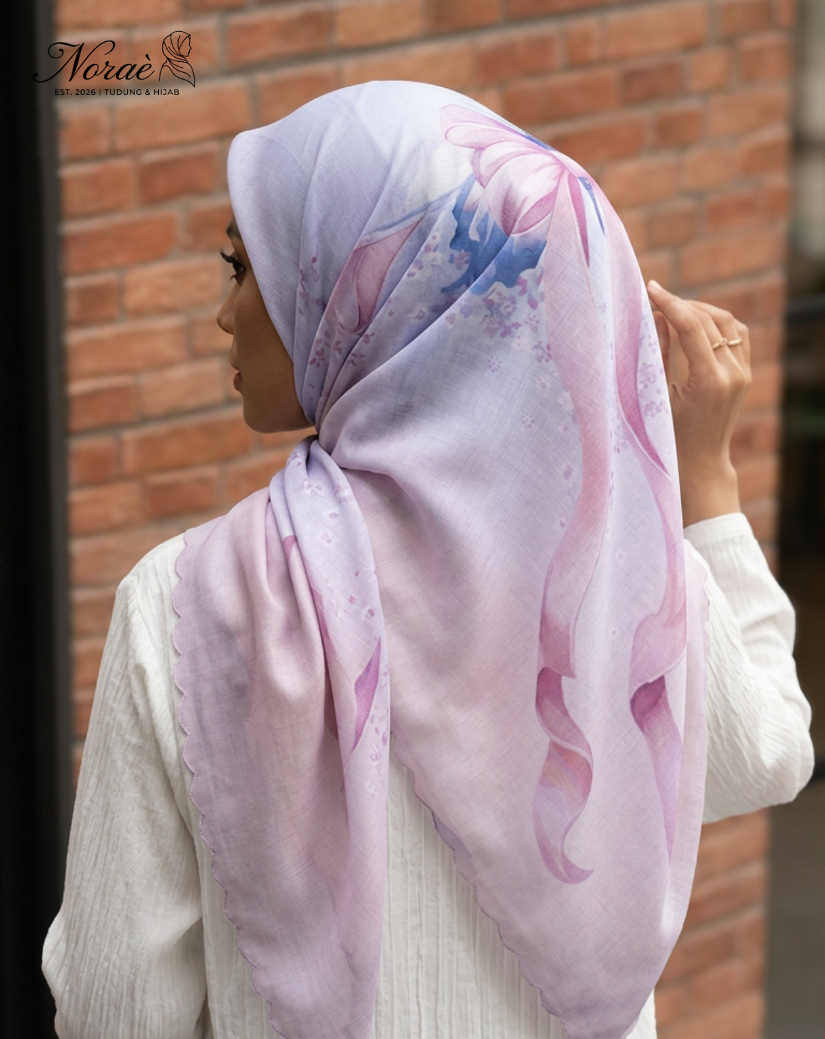 TUDUNG BAWAL PRINTED BIDANG 48 Cotton Voile Ribbon Design