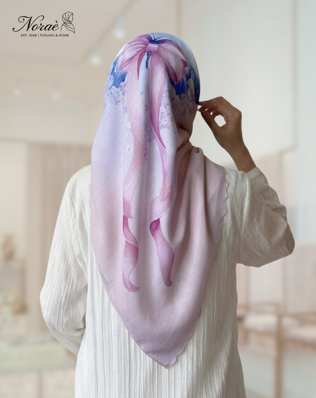 TUDUNG BAWAL PRINTED BIDANG 48 Cotton Voile Ribbon Design