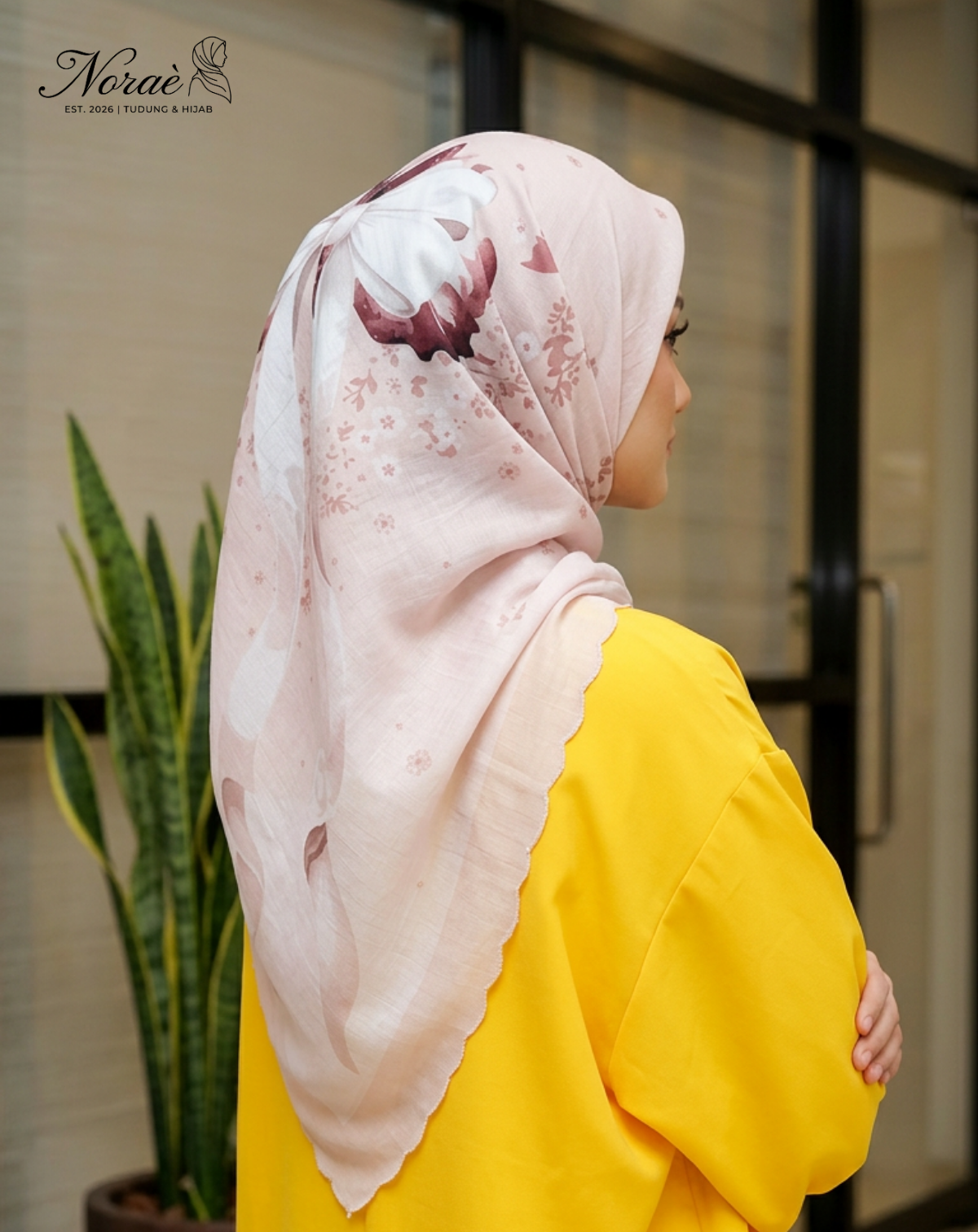 TUDUNG BAWAL PRINTED BIDANG 48 Cotton Voile Ribbon Design