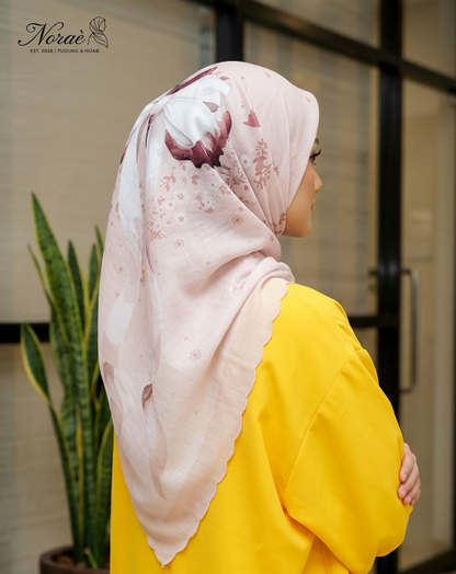 TUDUNG BAWAL PRINTED BIDANG 48 Cotton Voile Ribbon Design