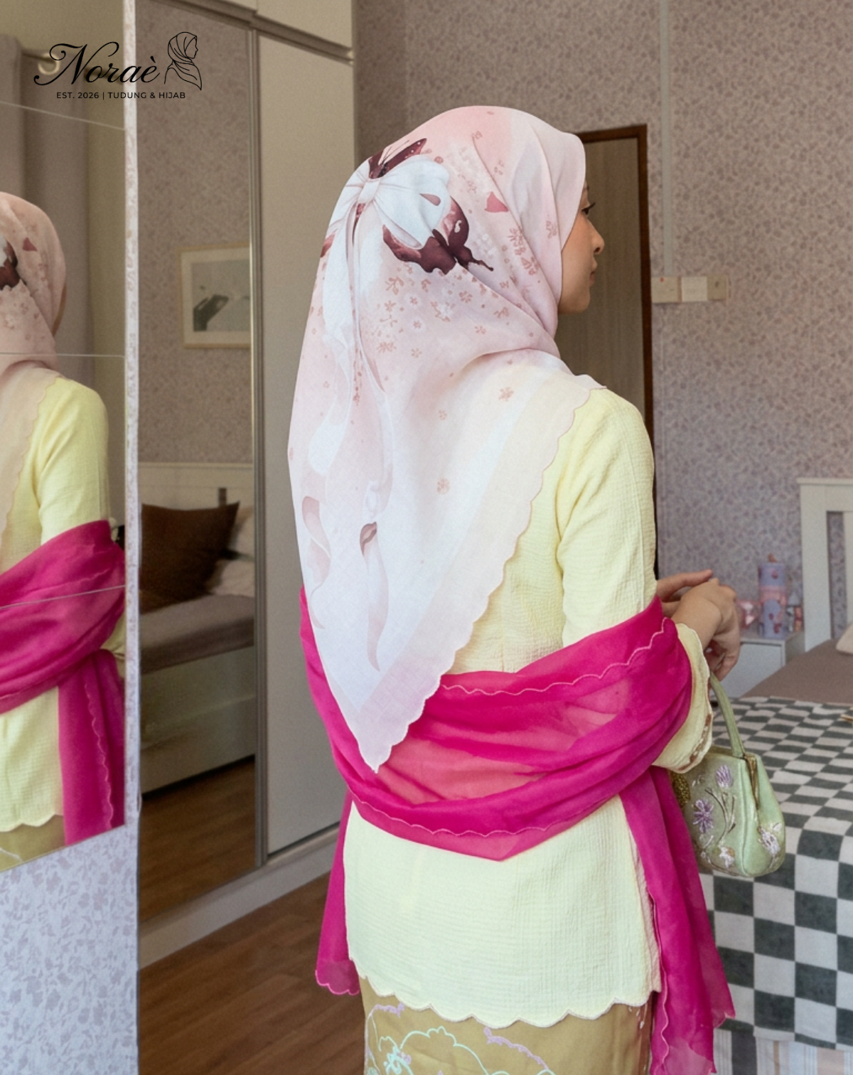 TUDUNG BAWAL PRINTED BIDANG 48 Cotton Voile Ribbon Design