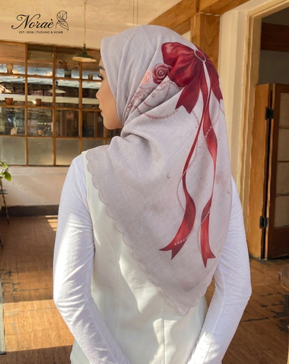 TUDUNG BAWAL PRINTED BIDANG 48 Cotton Voile Ribbon Bubble Design