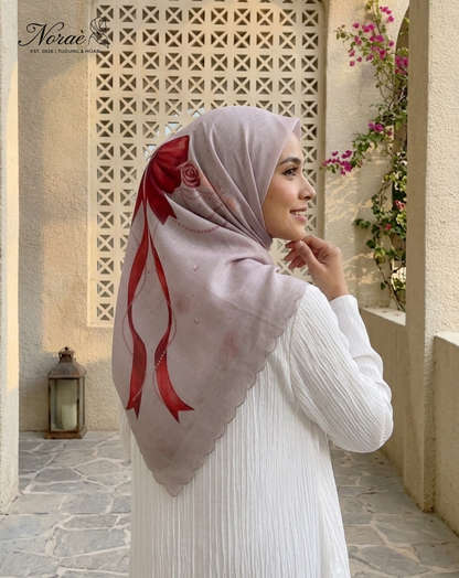 TUDUNG BAWAL PRINTED BIDANG 48 Cotton Voile Ribbon Bubble Design