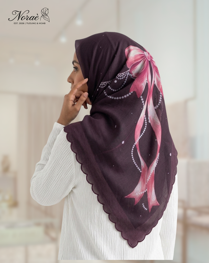 TUDUNG BAWAL PRINTED BIDANG 48 Cotton Voile Ribbon Bubble Design