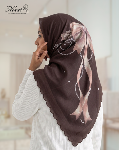 TUDUNG BAWAL PRINTED BIDANG 48 Cotton Voile Ribbon Bubble Design