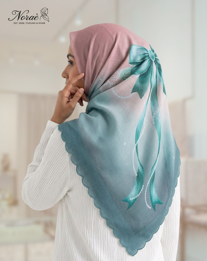 TUDUNG BAWAL PRINTED BIDANG 48 Cotton Voile Ribbon Bubble Design