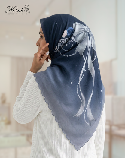 TUDUNG BAWAL PRINTED BIDANG 48 Cotton Voile Ribbon Bubble Design