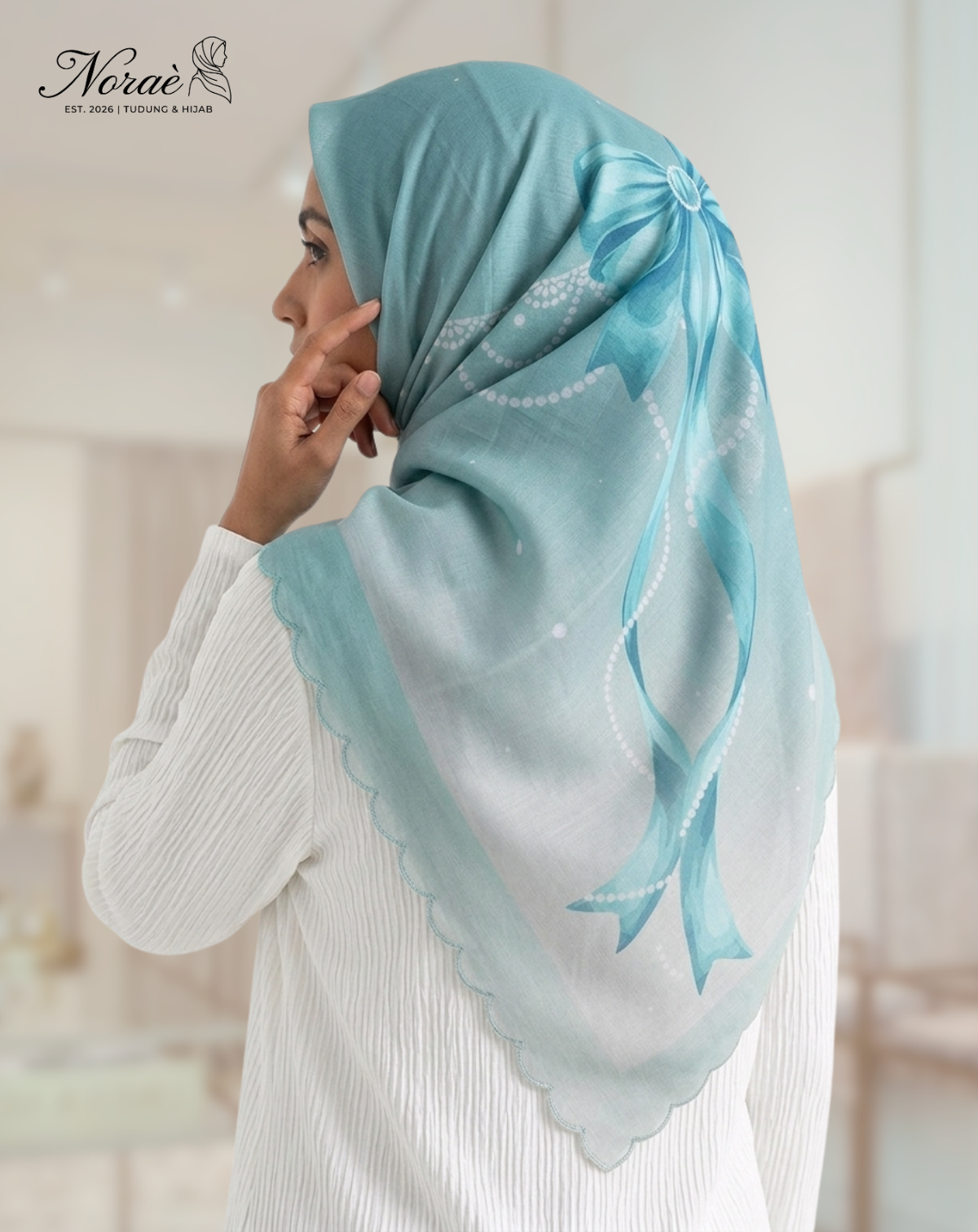 TUDUNG BAWAL PRINTED BIDANG 48 Cotton Voile Ribbon Bubble Design
