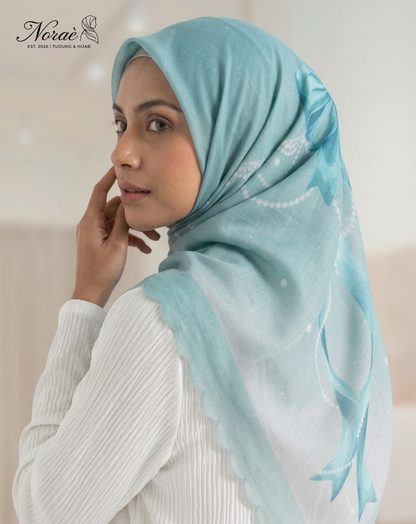 TUDUNG BAWAL PRINTED BIDANG 48 Cotton Voile Ribbon Bubble Design