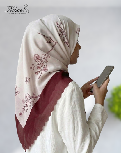 TUDUNG BAWAL PRINTED BIDANG 48 Cotton Voile Forest Design
