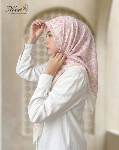TUDUNG BAWAL PRINTED BIDANG 48 Cotton Voile Flower Pieces Design