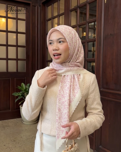 TUDUNG BAWAL PRINTED BIDANG 48 Cotton Voile Flower Pieces Design