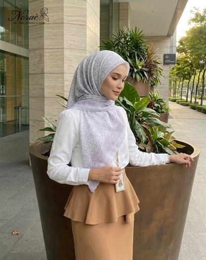 TUDUNG BAWAL PRINTED BIDANG 48 Cotton Voile Flower Pieces Design
