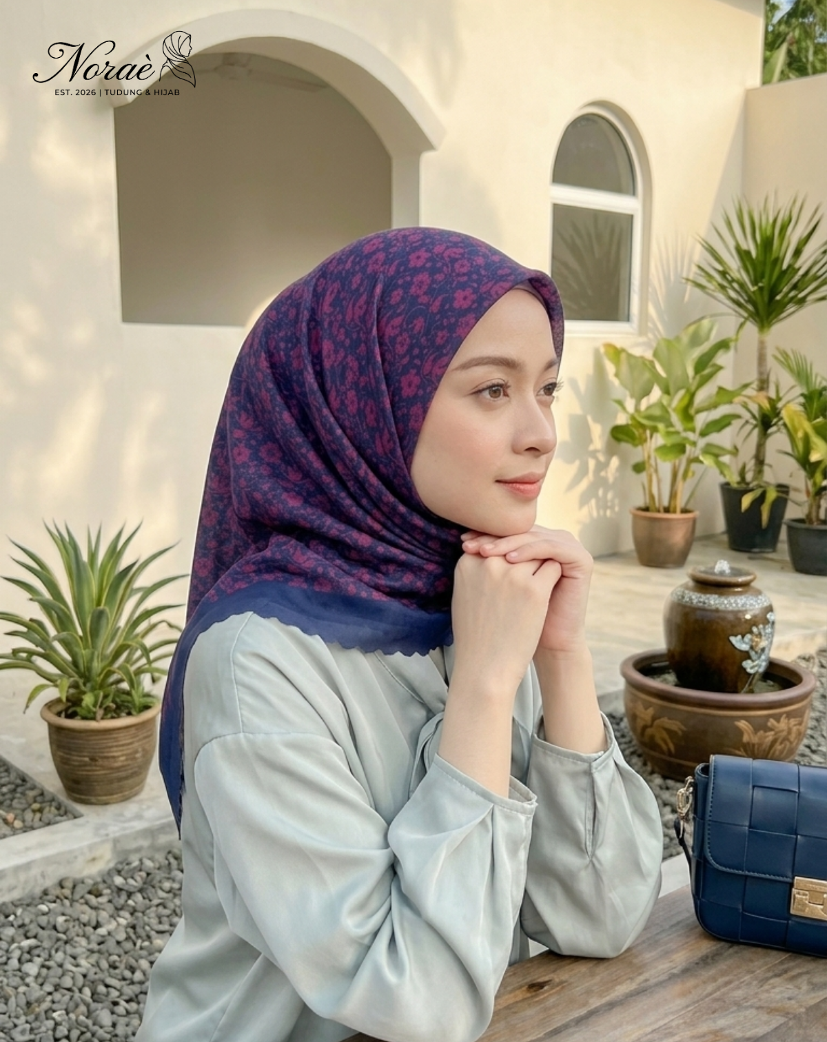 TUDUNG BAWAL PRINTED BIDANG 48 Cotton Voile Flower Pieces Design