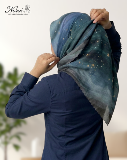 TUDUNG BAWAL PRINTED BIDANG 48 Cotton Voile Rainbow Design