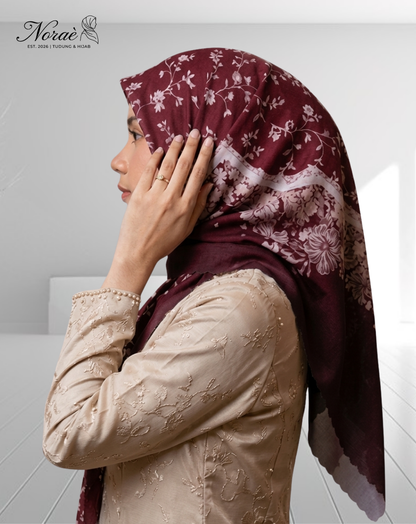 TUDUNG BAWAL PRINTED BIDANG 48 Cotton Voile High End Design