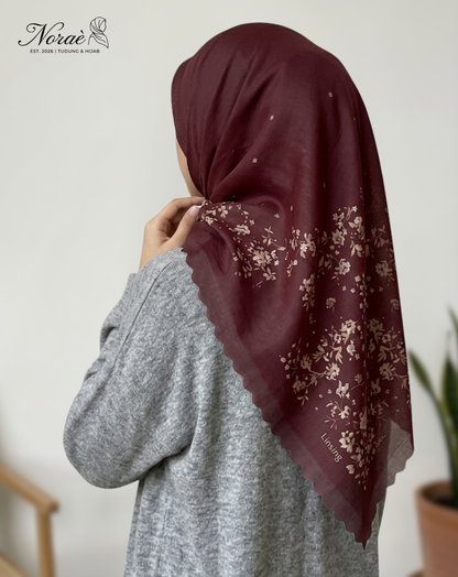 TUDUNG BAWAL PRINTED BIDANG 48 Cotton Voile Flower Pieces Design