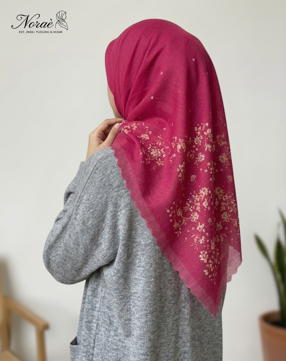 TUDUNG BAWAL PRINTED BIDANG 48 Cotton Voile Flower Pieces Design