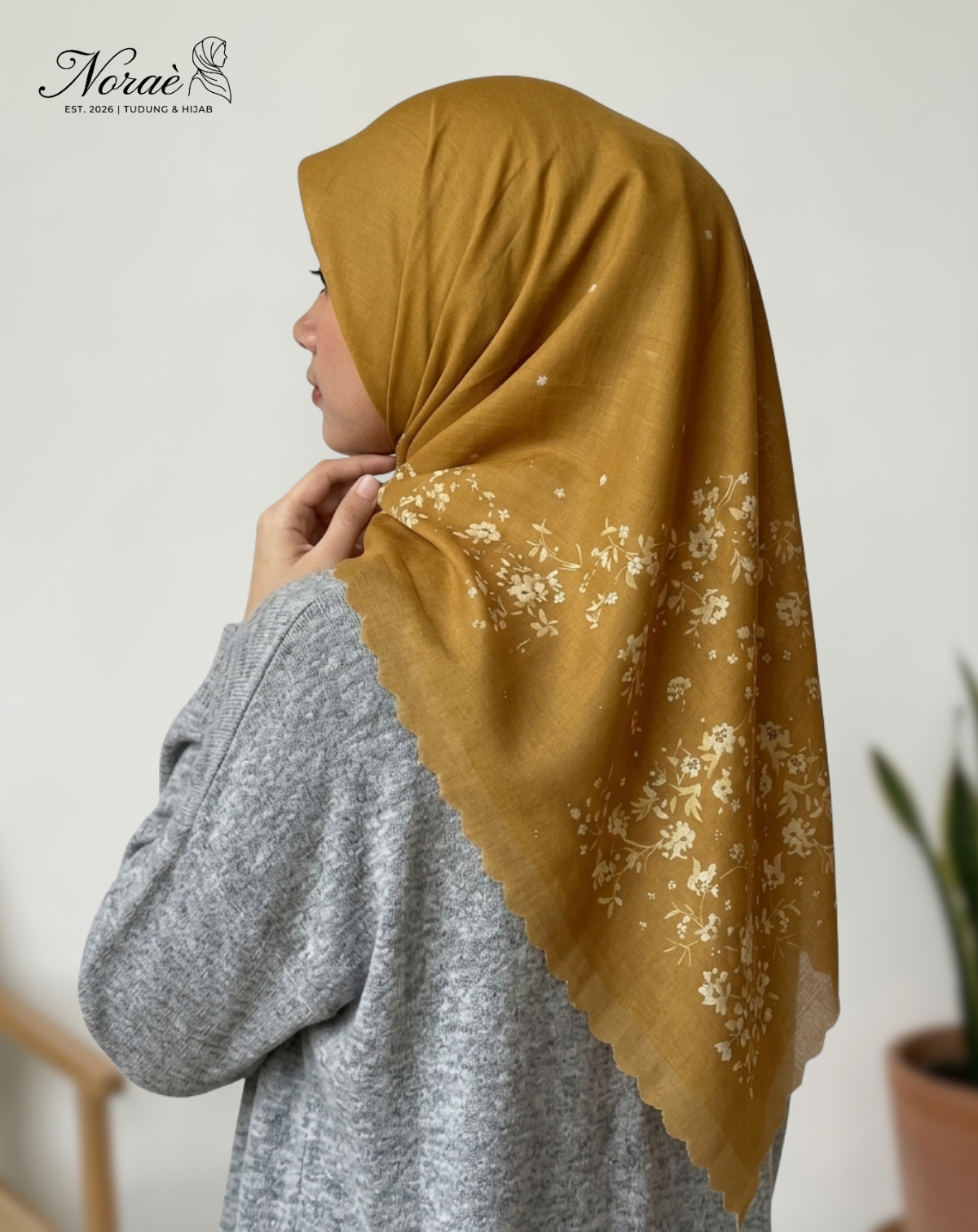 TUDUNG BAWAL PRINTED BIDANG 48 Cotton Voile Flower Pieces Design