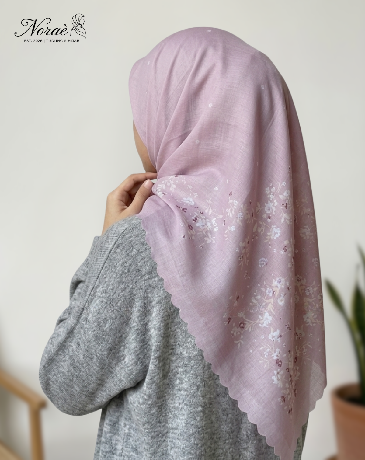 TUDUNG BAWAL PRINTED BIDANG 48 Cotton Voile Flower Pieces Design