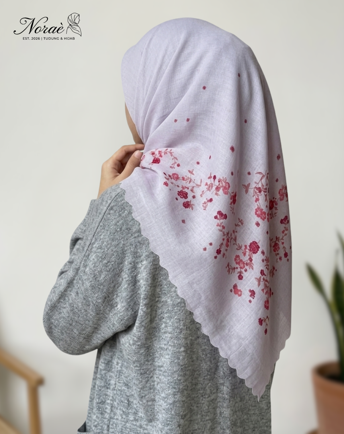 TUDUNG BAWAL PRINTED BIDANG 48 Cotton Voile Flower Pieces Design