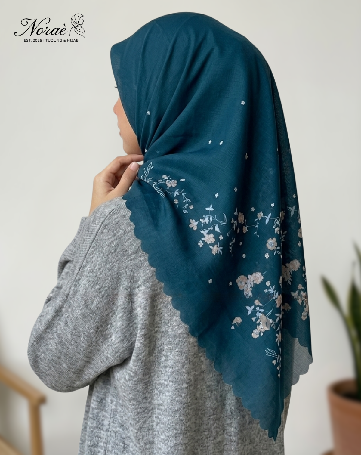 TUDUNG BAWAL PRINTED BIDANG 48 Cotton Voile Flower Pieces Design