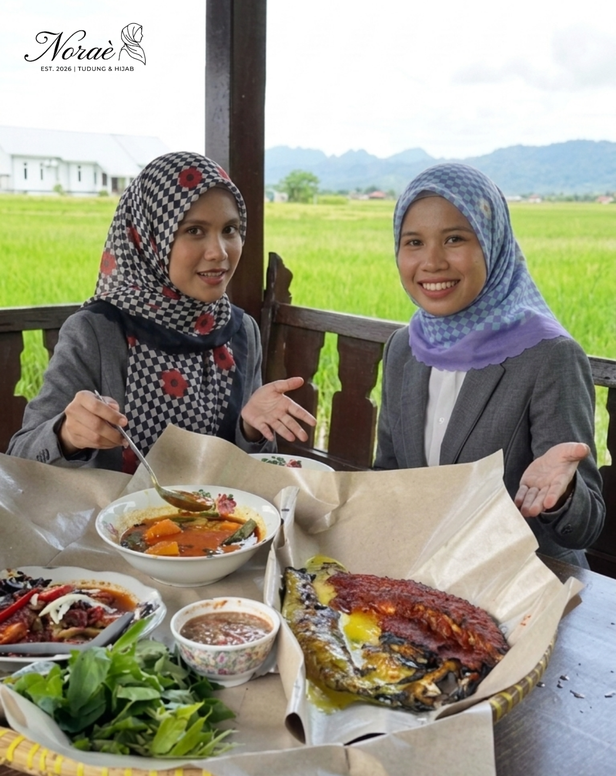 TUDUNG BAWAL PRINTED BIDANG 48 Cotton Voile Grid Flower Design